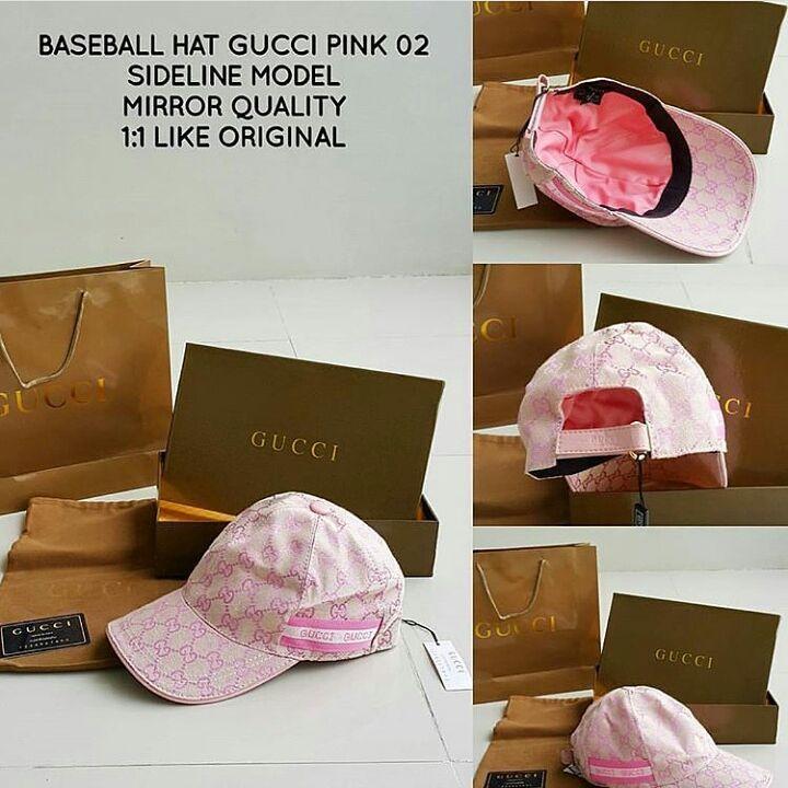 topi baseball hat gucci pink 02 sideline model mirror