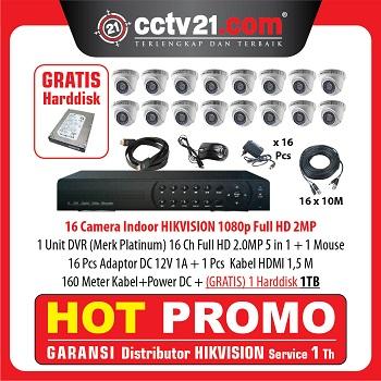 Harga Grosir-Paket 16 Camera HIKVISION 2.0MP+DVR Merk Platinum Free Harddisk 1-TB -5.25Jt