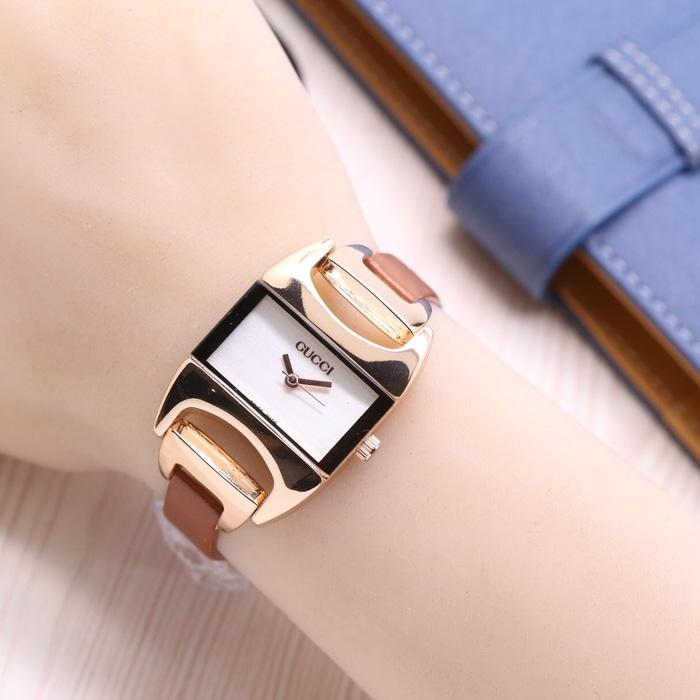 Jam Tangan Wanita / Cewek Murah Gucci Rahela Leather Brown