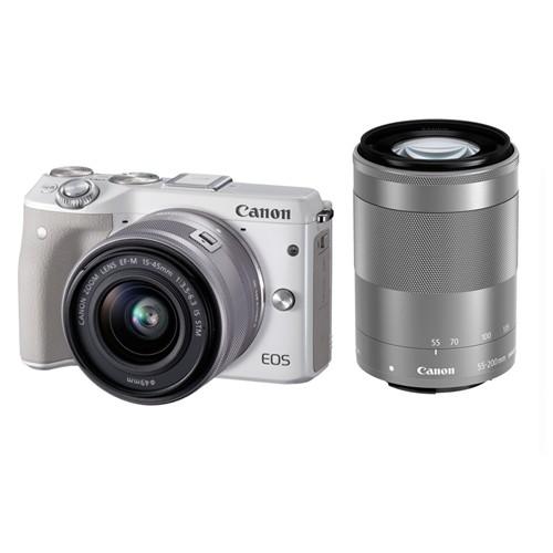Canon Digital Camera EOS M3 White with EF-M15-45 IS STM & EF-M55-200 IS STM