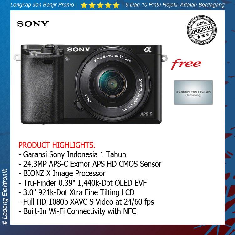 Sony Alpha A6000 Kit 16-50mm Kamera Mirrorless (Free Screenguard Terpasang) / Garansi Resmi Sony Indonesia 1 Tahun