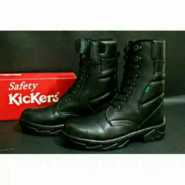 Sepatu PDL PDH Hitam Boots Safety Kickers Pria Boot POLRI TNI Satpam Satpol PP Touring Tracking GM01