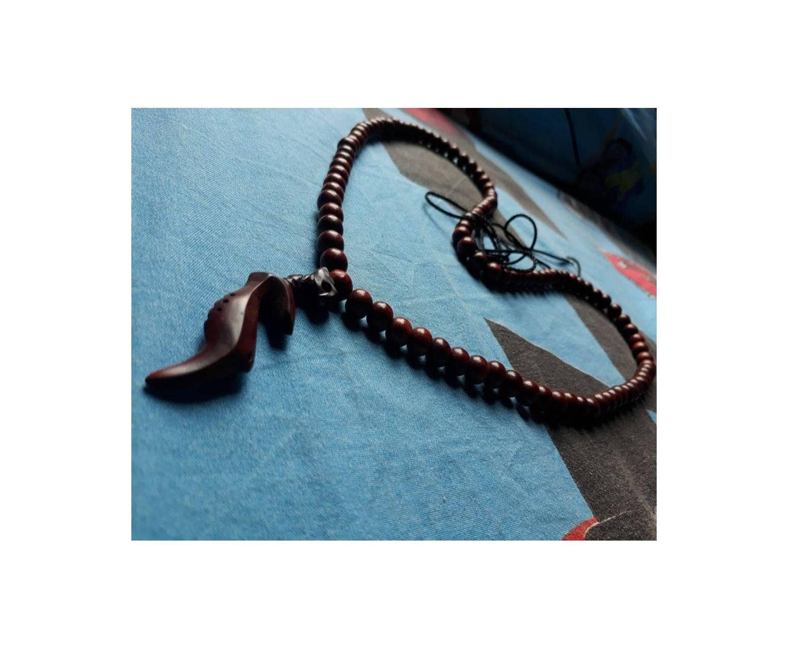 tasbih kalung galih nagasari cirebon kepala kujang. ukuran biji 7mm.