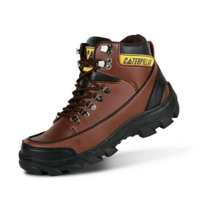 sepatu kulit pria boots caterpillar argon safety ujung besi