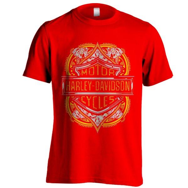 Kaos Harley Davidson Emblem 02 Gold Gy Merah Baju Distro Motor Cycles