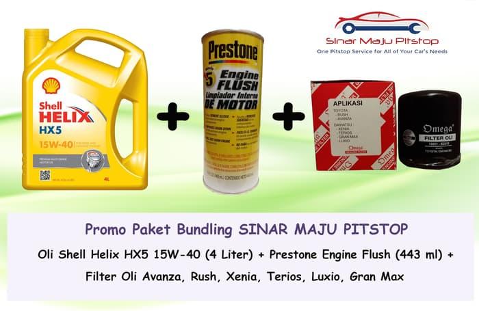 Paket Ganti Oli DAIHATSU XENIA - Shell Helix HX5 + Filter Oli + Flush