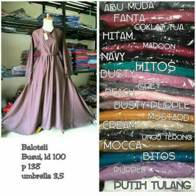 Gamis balloteli Size L umbrella polos baloteli lebaran resa rere hijab sally balotely syari busana (biru elektrik)