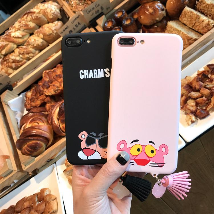 Merah Muda Panther Selubung Ponsel 6 Plus/7 Plus Rumbai iPhone Apple Identitas Asli