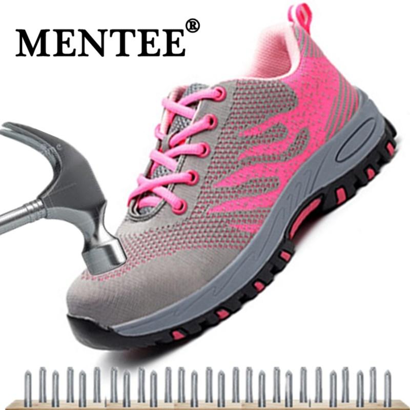 Mentee Ukuran Plus 36-46 Pria dan Wanita Sepatu Keselamatan Kerja Penutup Jari Kaki Baja untuk Anti-Smashing Tusukan Bukti Tahan Lama Bernapas Pelindung Kaki