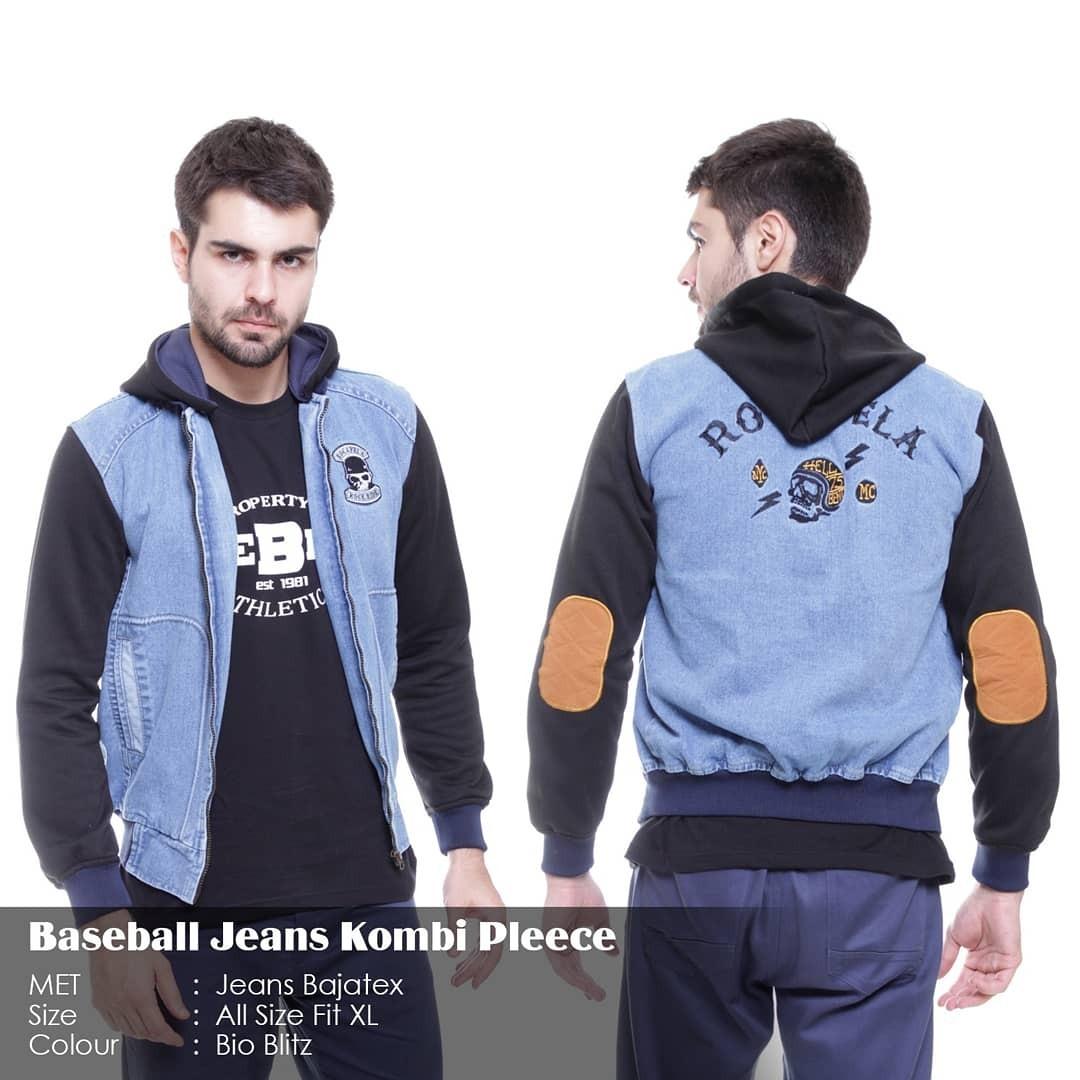 GA JAKET BASEBALL JEANS KOMBI FLEECE BIOBLITH KEREN JL012134