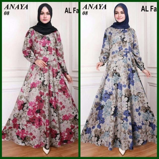 Hijab Modern Maxi Dress Katun Anaya LIMITED STOCK Busana Muslim Baju Abaya Gamis Wanita Korea Cantik (Maroon)