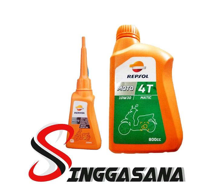 OLI MESIN REPSOL MOTO MATIC 10W30 4T (0,8L) + OLI GEAR REPSOL 120 ML