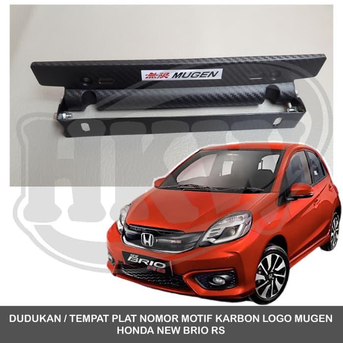 (** free ongkir *(( DUDUKAN PLAT NOMOR JDM MODEL KARBON LOGO MUGEN HONDA NEW BRIO TIPE RS promo/brio
