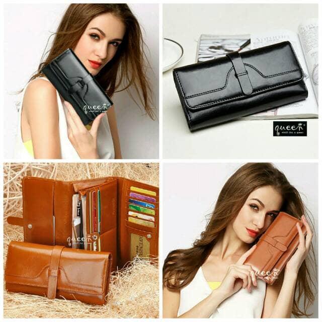 Jual Pusat Grosir Dompet Kulit Wanita Wallet Fashion Panjang Lipat Murah - Hitam Promo