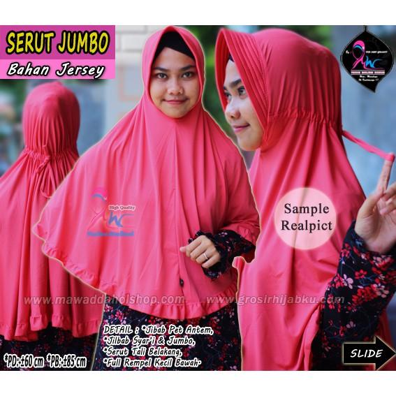 Jilbab serut polos Jumbo / Jilbab syari Jersey / Bergo Rempel / Jilbab Jumbo Jersey (Serut Jumbo) (Random=Cek deskripsi)