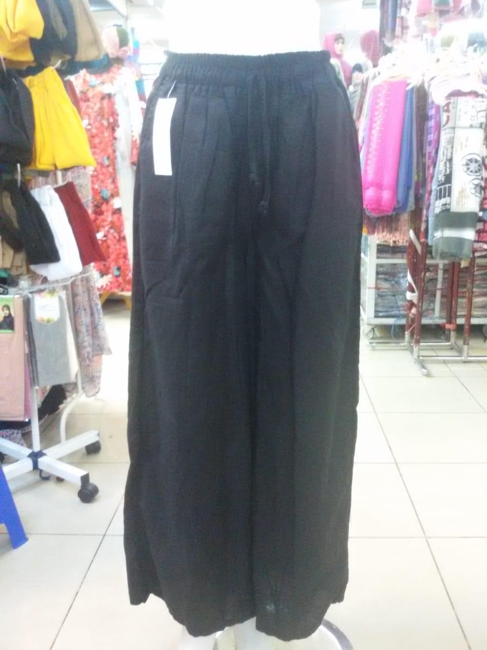 Lah Ado Store Celana Kulot Wanita Rami Panjang Motif Polos