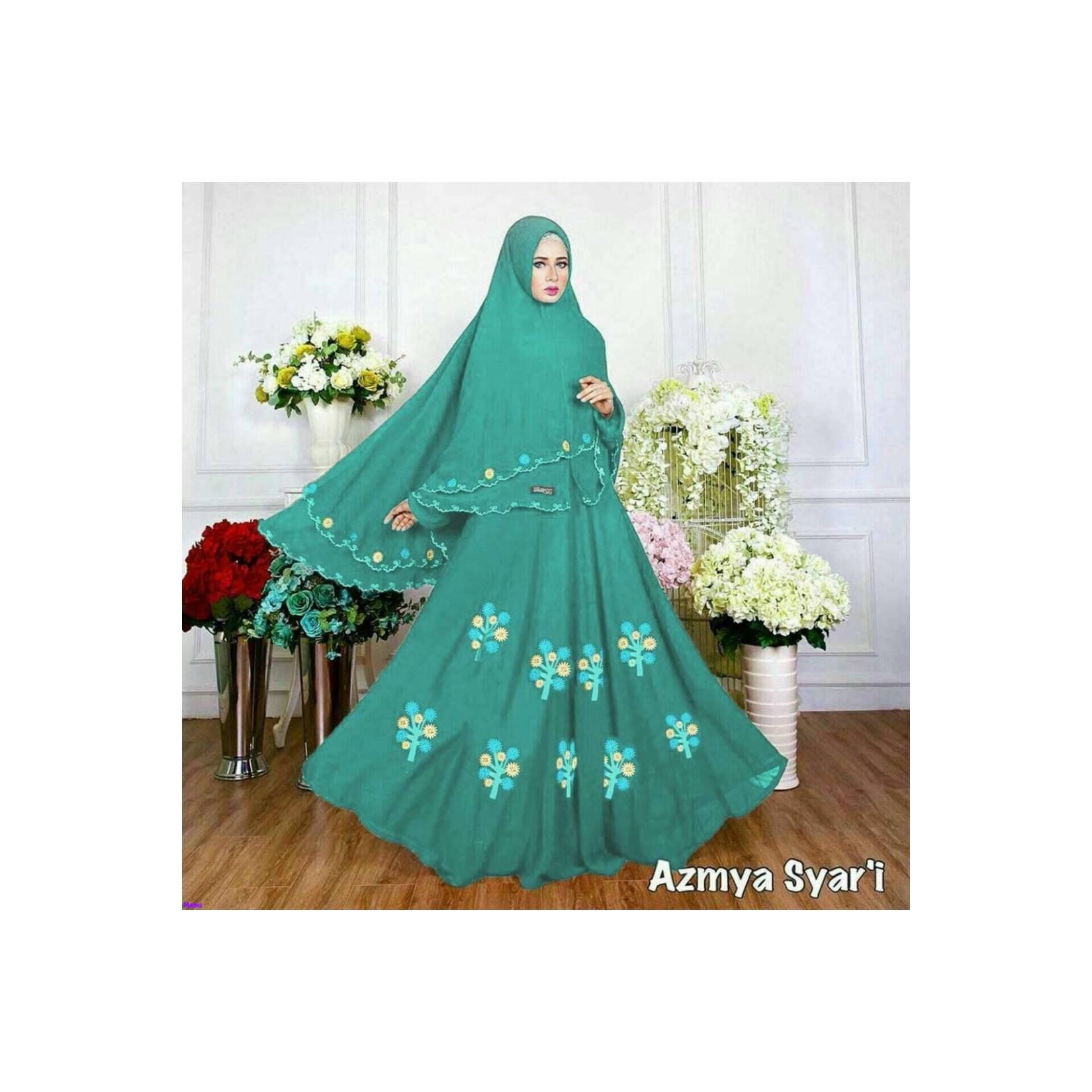 Azmya Syari/Baju gamis syari modern/gamis aplikasi bunga/AR