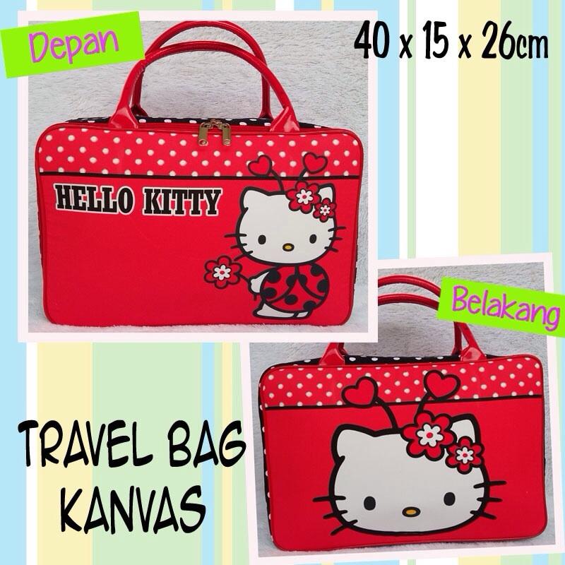 Tas Travel Bag Koper Kanvas Renang Kotak Anak Hello Kitty