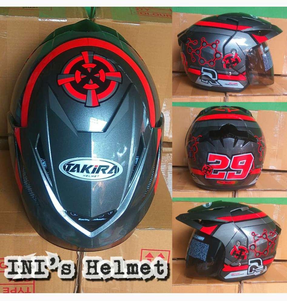 HOT PROMO ! Helm ARL Pet Dewasa (No Double Visor) Murah Takira List Merah - SNI - INIs Mart Jakarta
