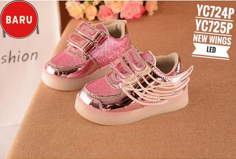 Promo Sepatu Anak Lampu Murah/Sepatu Anak Led Wings Pink Grosir Surabaya Murah