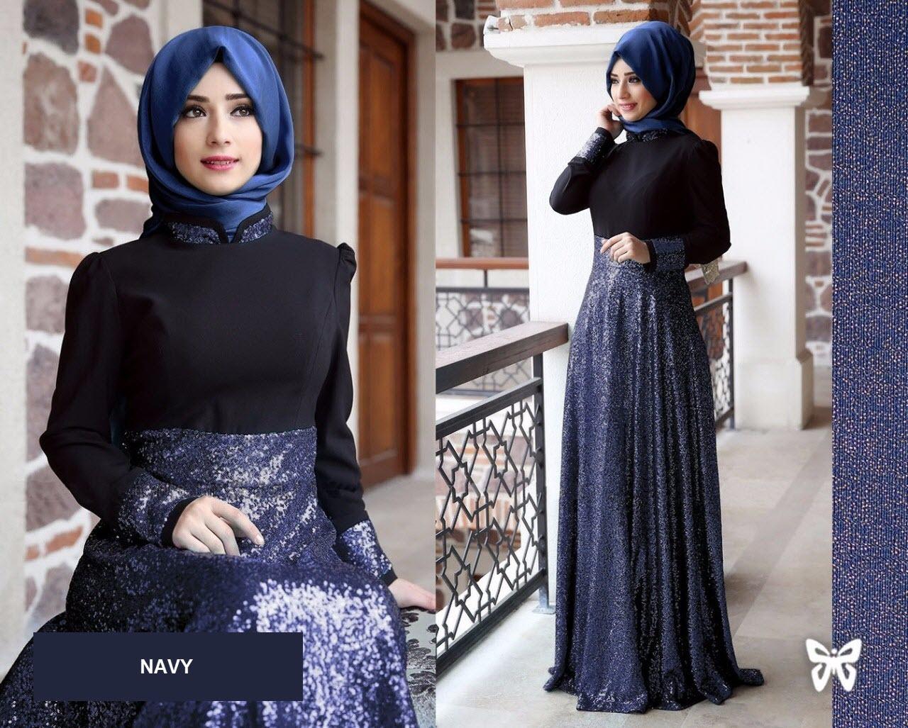 Dress Pesta Biru Dongker - Gamis Brokat