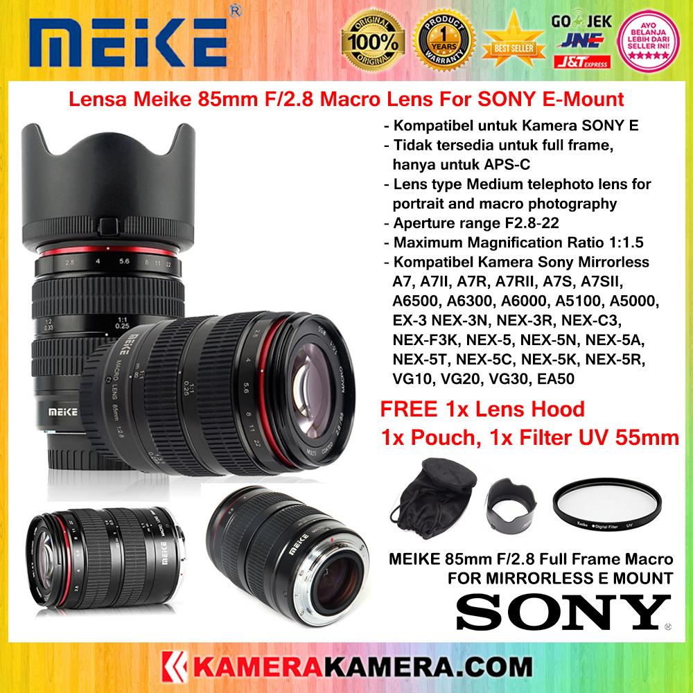 Lensa MEIKE 85mm f/2.8 Macro Lens For Sony Mirrorless E Mount Full Frame + Filter UV 55mm