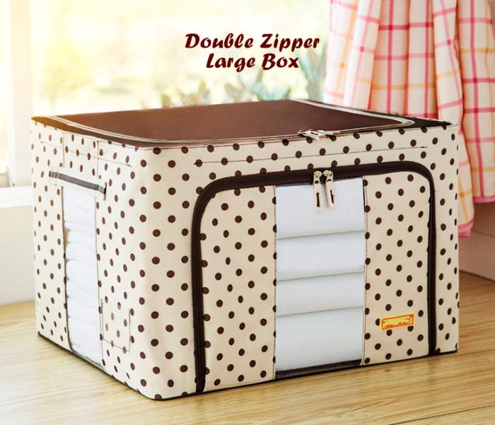 NEW PRODUK - |Double Zipper Large Box 66L COKLAT POLKA| - TEMPAT PENYIMPANAN - TEMPAT PAKAIAN - BOX PAKAIAN - TEMPAT MAINAN ANAK - BOX MAINAN ANAK - KOTAK SERBAGUNA - LEMARI EKSTRA - SOLUSI SAAT LEMARI PENUH - SOLUSI ANAK KOS - 1 PCS - PALING DICARI