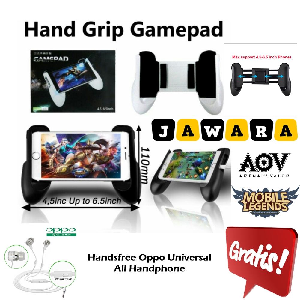 GamePad Hand Grip Mobile Game Pad Mobile Joystick For Mobile Legend AOV PUBG + GRATIS Handsfree Oppo Universal All Handphone