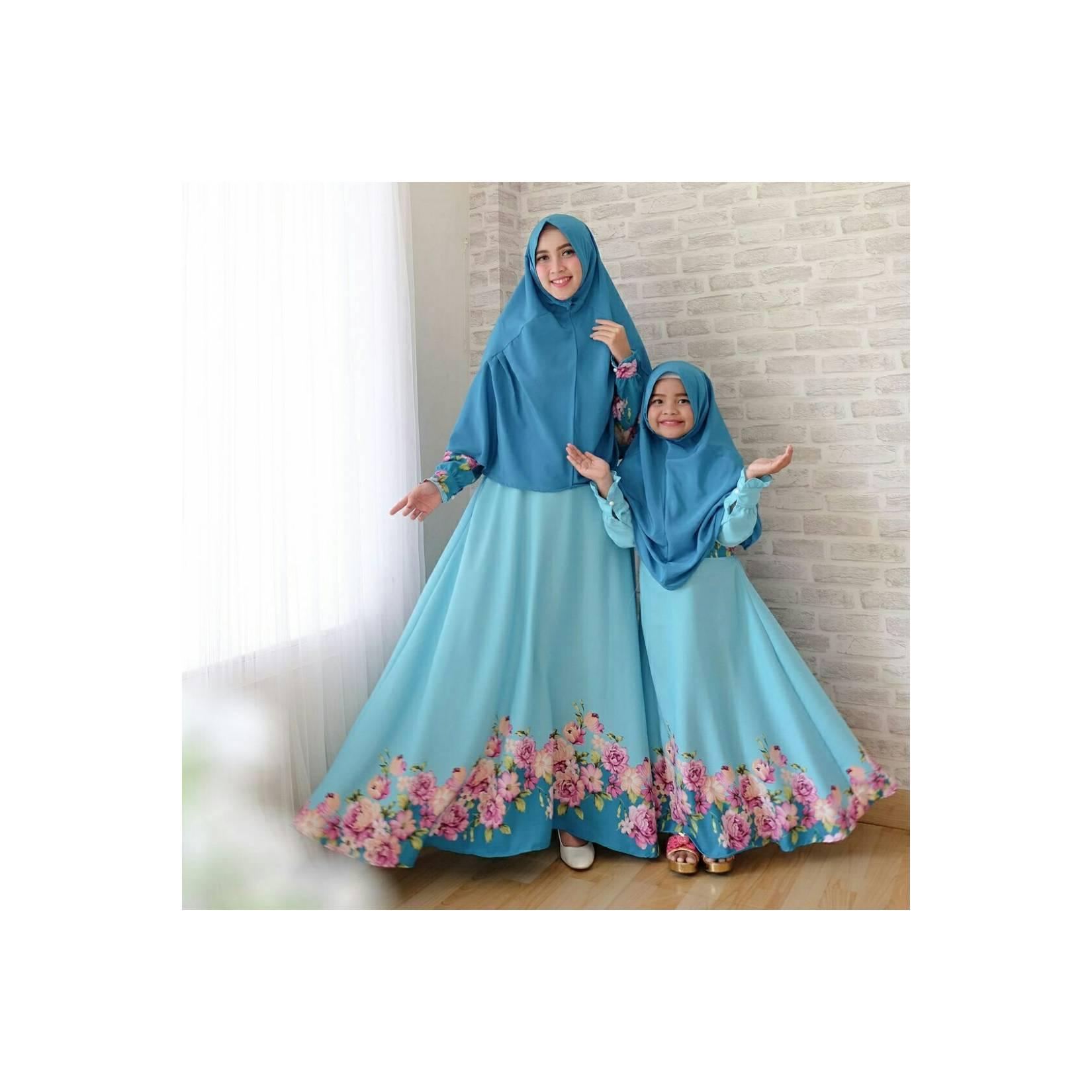 Gamis Couple Ibu & Anak - Biru Muda