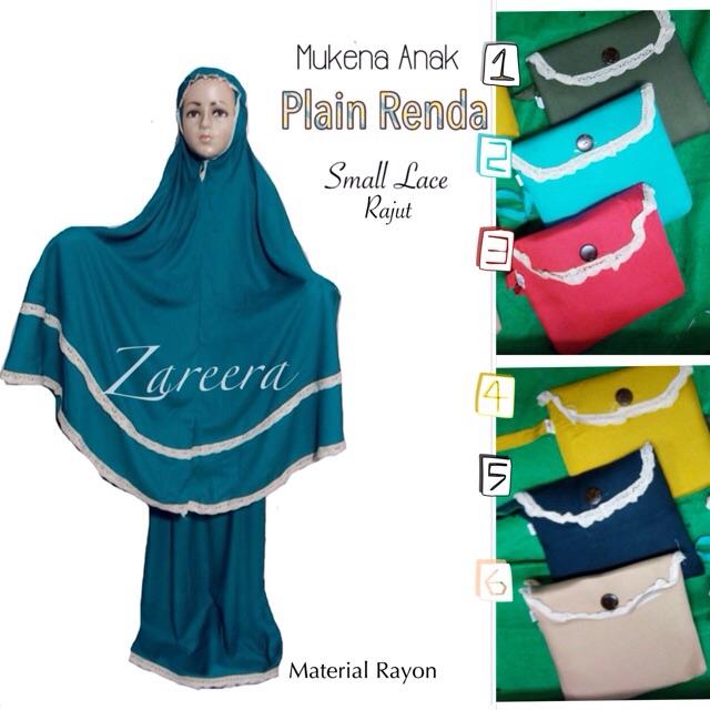 MUKENA ANAK PLAIN RENDA/ RUKUH ANAK RAYON POLOS / TELEKUNG KIDS TRENDY / RUKUH RENDA RAJUT