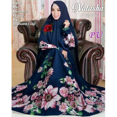 NATASHA SYARI (PU) BAJU MUSLIM MAXI MAXY GAMIS LENGAN PANJANG BUSUI BUSANA MUSLIMAH GROSIR MURAH (Cream)