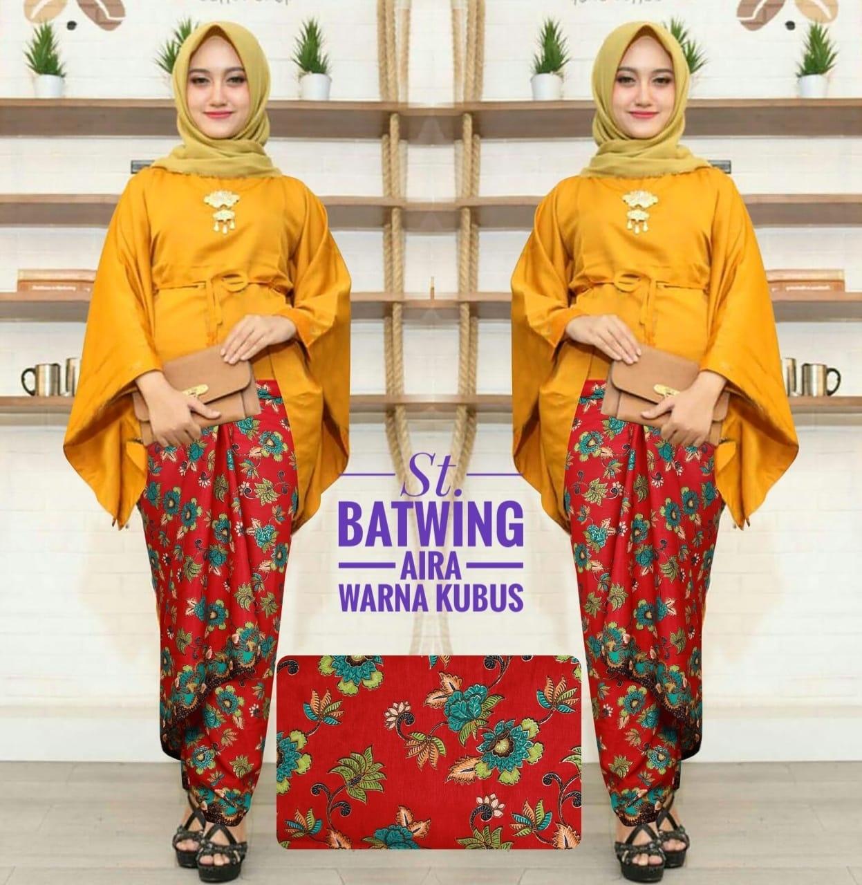 STELAN KEBAYA BATWING MURAH / STELAN KEBAYA JUMBO BATWING AIRA WARNA KUNING (NO PASMINA)