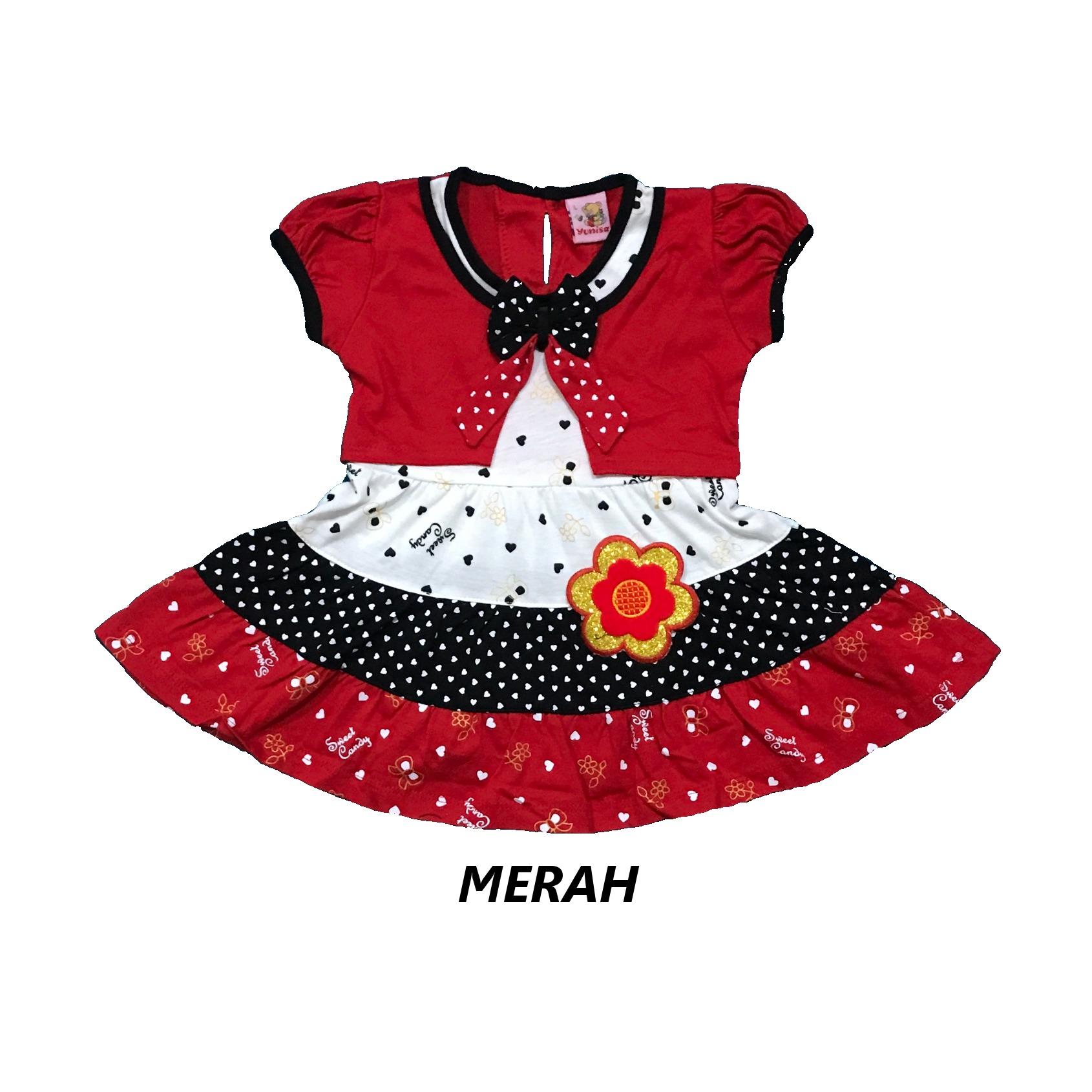 BAYIe - Setelan Baju Bayi Dress Perempuan motif BUNGA YUNISA / Pakaian anak cewek umur 1 - 2 tahun