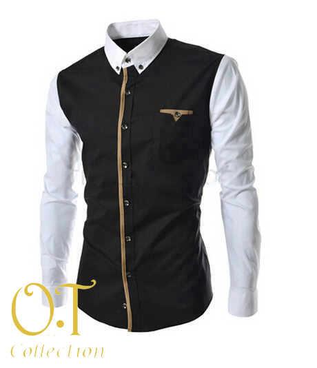Kemeja Pria Dark Combi Lengan White (N353 Executive Dark)