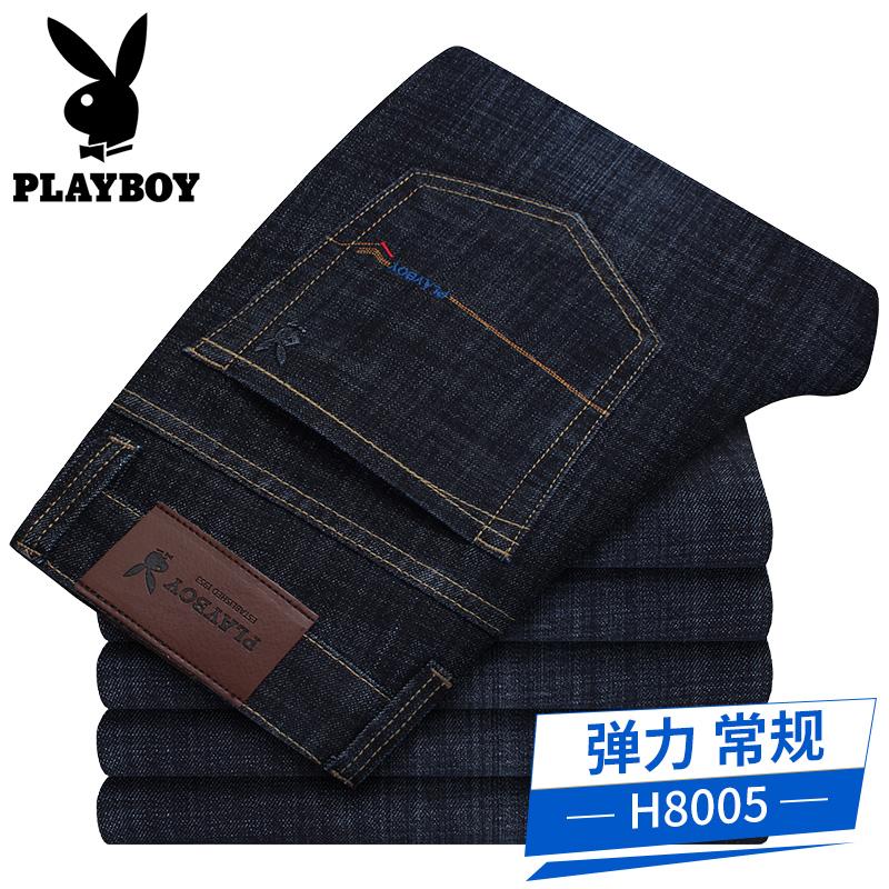 PLAYBOY Celana Jeans Pria Celana Kulot Membentuk Tubuh Musim Gugur dan Musim Dingin Ukuran Besar Bisnis Pakaian Pria Celana Panjang Musim Gugur Celana Pria Tebal
