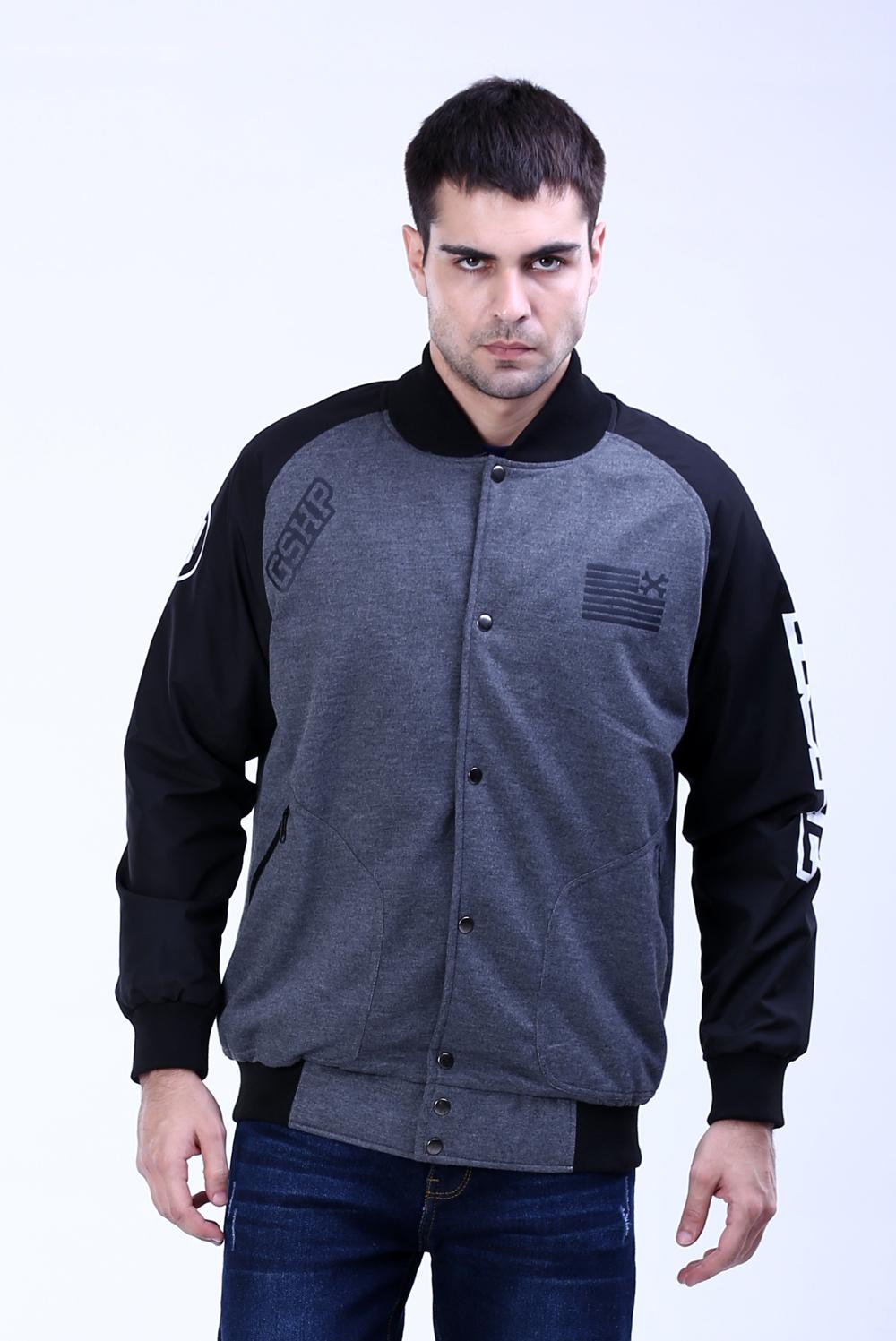 JAKET BASEBALL PRIA KEREN SWEATER RAGLAN ABU HITAM DISTRO GSHOP ORIGINAL GUN.1425