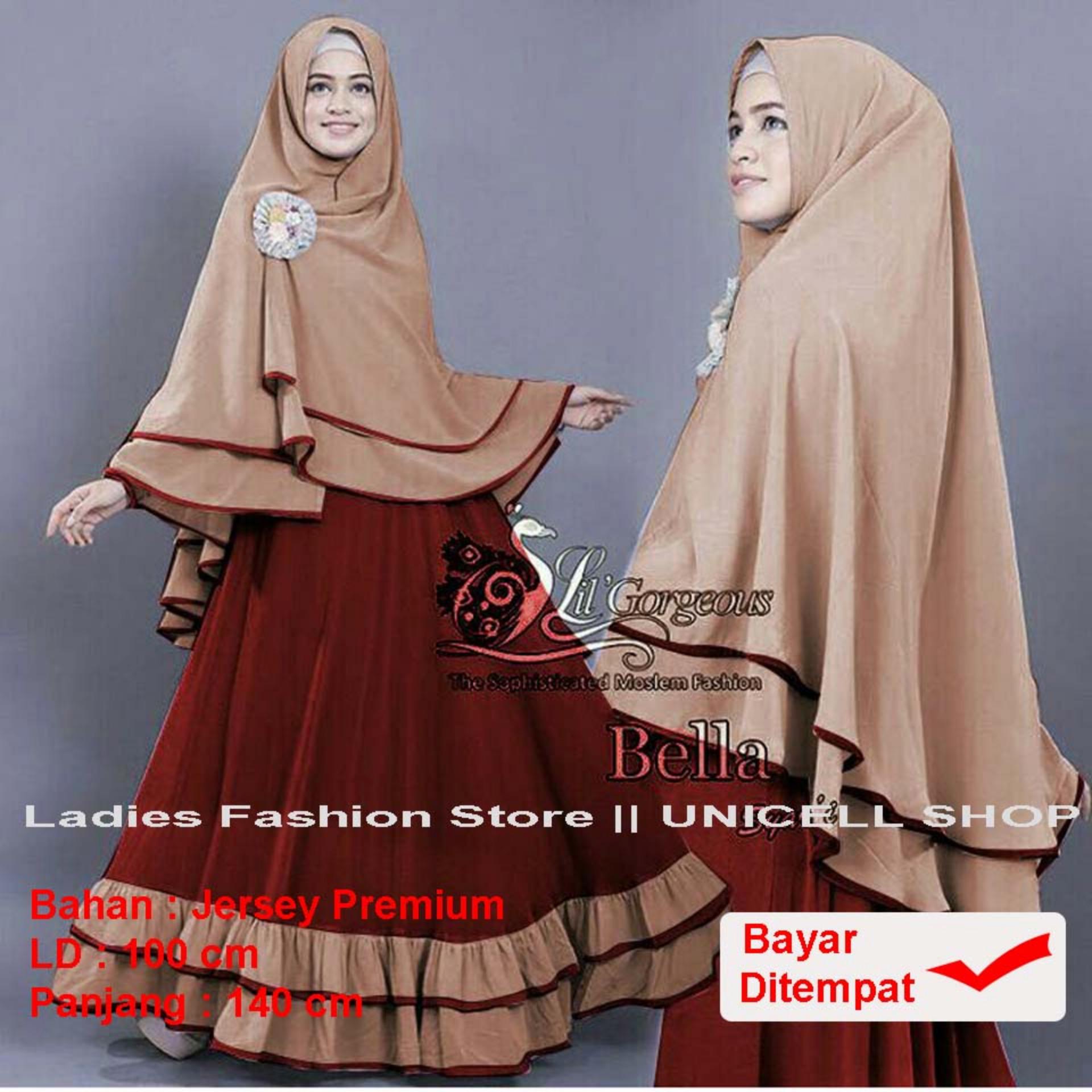 UC Baju Gamis Dress Muslim Syari Wanita EYYA Polos (LLABE) 1N - Maroon ( Dapat Jilbab ) / Hijab Muslimah / Baju Muslimah Wanita / Syari Syari'i Muslim / Gaun Muslim / Long Dress Muslimah Wanita