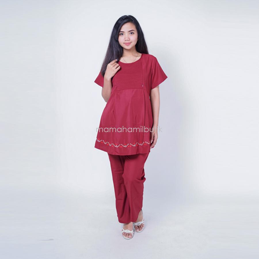 Mama Hamil Setelan Hamil CP Menyusui Lipit Riska / Baju JUMBO / BIG SIZE / Atasan Hamil / Kemeja Hamil / Kemeja / Baju Murah / Celana Hamil / Ibu Hamil Menyusui / Baju Hamil Kantor .