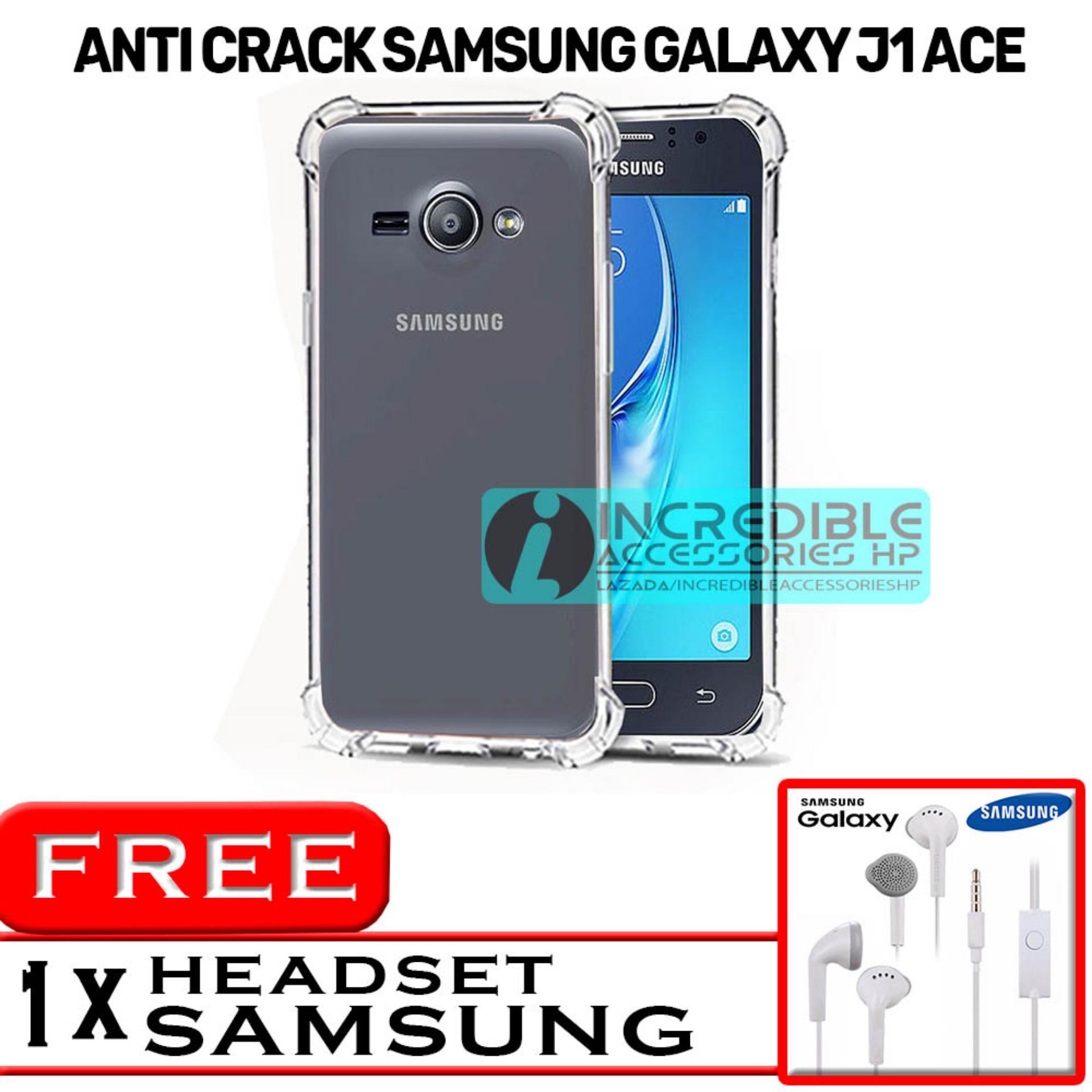 PROMO Case Anti Shock / Anti Crack Elegant Softcase for Samsung Galaxy J1 Ace - White Clear + Free Headset Samsung