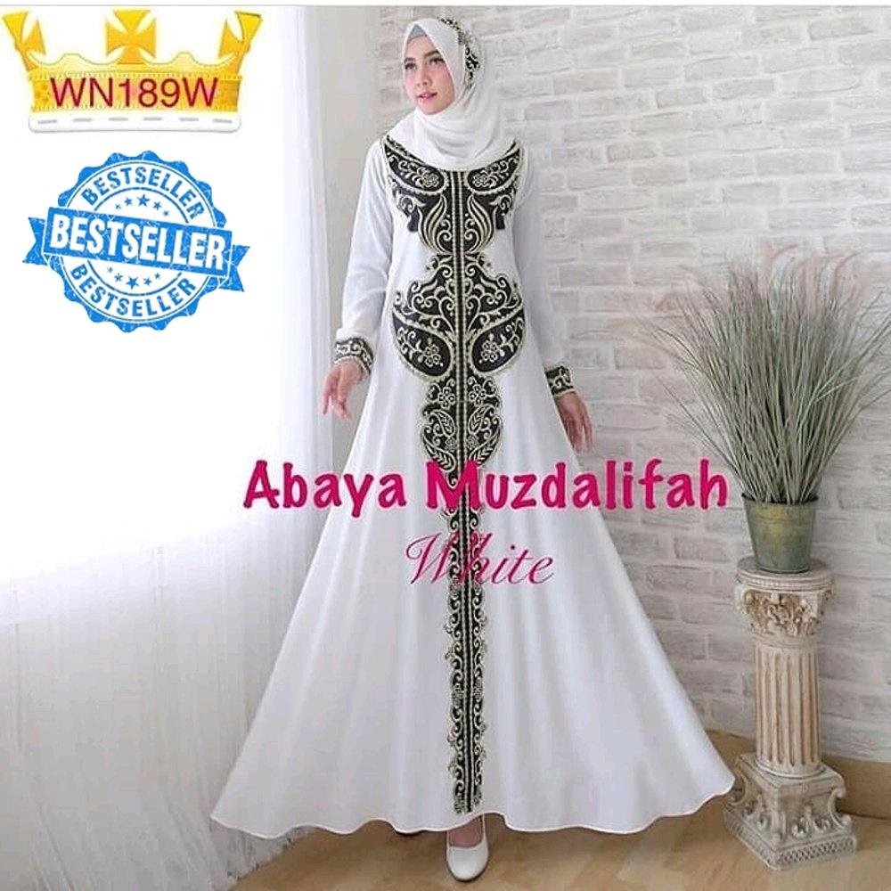 BAJU MUSLIM WHITE GAMIS SYARI ABAYA ETNIK PUTIH