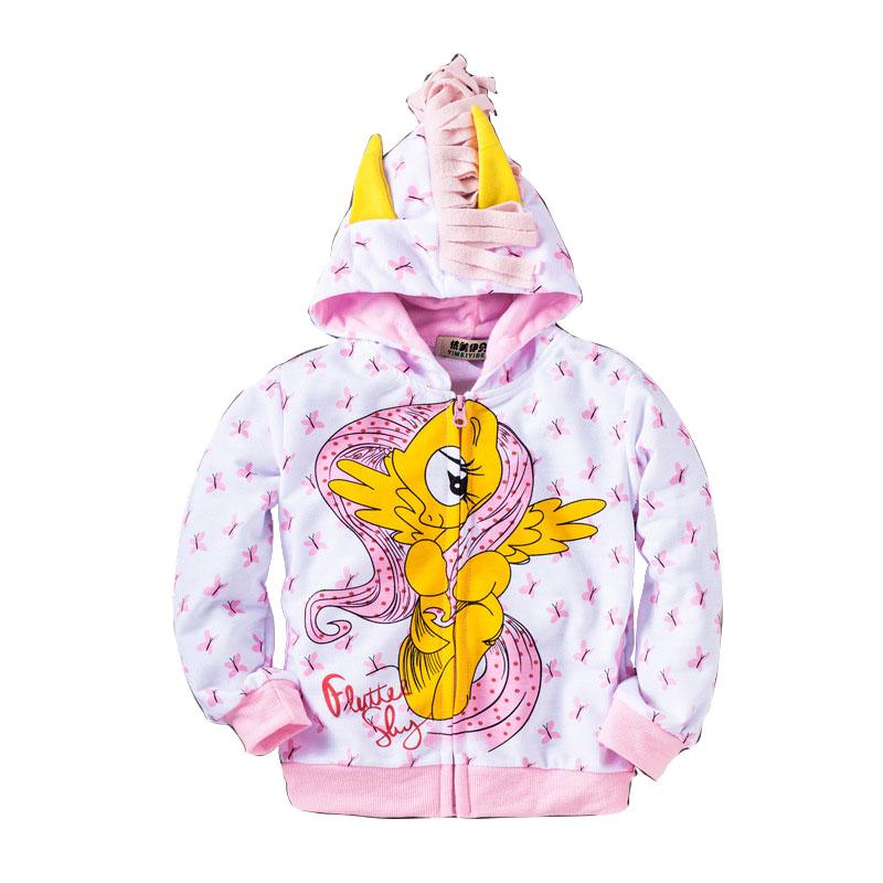New Children Coat Zip Jacket Outwear My Little Pony Wing Sweater Cute Kids Sweatshirt Girls Boys Hoodie -Blue/Pink/Purple/White