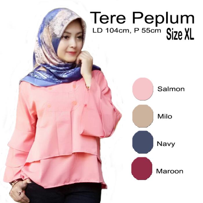 OS Baju Atasan Wanita Tere Peplum Blouse Tunik Baju Muslim Low Price!