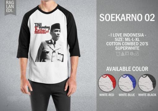 ORIGINAL!!! KAOS RAGLAN - SOEKARNO 02 MURAH | KAOS DISTRO MURAH | RABBANI DISTRO - EX0lca