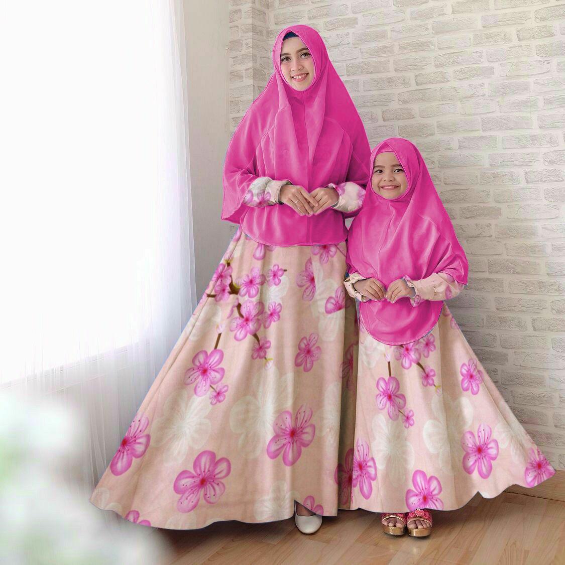 RULIVA - COUPLE GAMIS SYARI DRESS KATUN JEPANG PASANGAN IBU DAN ANAK TANPA KHIMAR