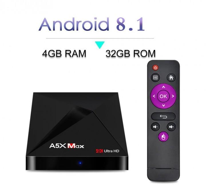 A5X Max - Android Oreo 8.1 TV Box RAM 4GB ROM 32GB FULL KODI - ENGLISH