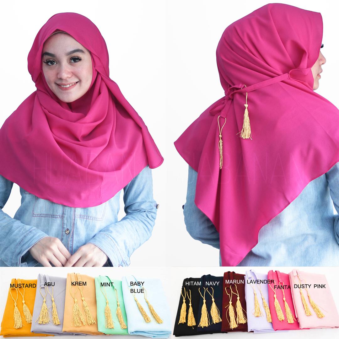 Pashmina Instan Kerudung Instan Almira - Jilbab Instan Kerudung Berkualitas - Pastan Amira - Hijab Khimar Instan Tassel