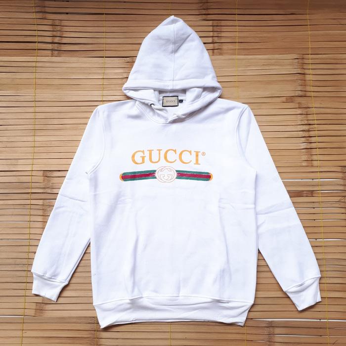Harga Spesial!! JAKET HOODIE GUCCI LOGO WHITE - ready stock