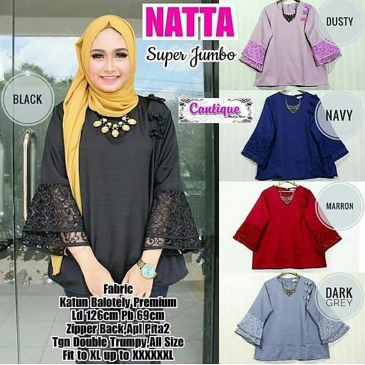Blouse Natta Blus Balotelly Mix Brukat Baju Wanita Panjang Pakaian Muslim Modis Baju Kerja Casual Modern Baju Kerja Trendy Terbaru 2018