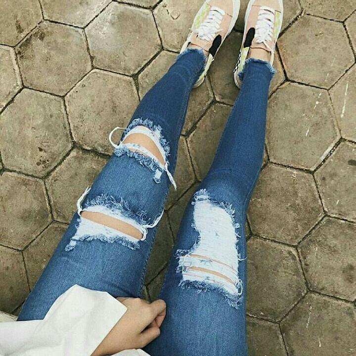 LV 6011 PROMO TERMURAH!! Celana panjang jeans sobek ripped skinny murah Brave Jeans