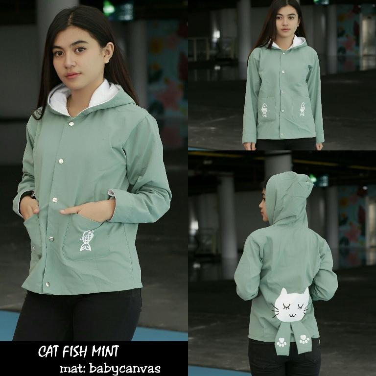 CAT FISH PARKA ||| nouska shop ||| Grosir Jaket Sweater Hoodie Baju Atasan Sabrina Blouse Hijab Kekinian Wanita Murah